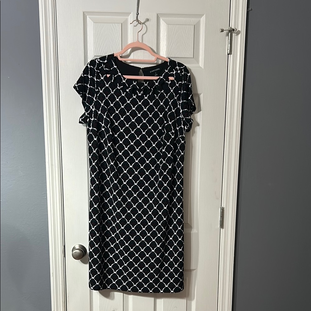 41 Hawthorn Multi-color Lattice Style Sheath Dress with Flutter Sleeves